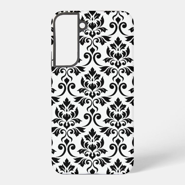 Coque Samsung Galaxy Feuille Damask Lg Motif noir sur blanc (Verso)