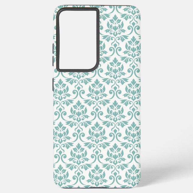 Coque Samsung Galaxy Feuille Damask Motif Turquoise (Verso)