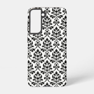 Coque Samsung Galaxy Feuille Damask Patte noir sur blanc