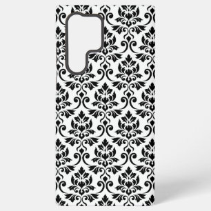 Coque Samsung Galaxy Feuille Damask Patte noir sur blanc