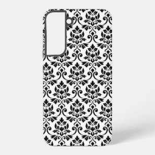 Coque Samsung Galaxy Feuille Damask Patte noir sur blanc
