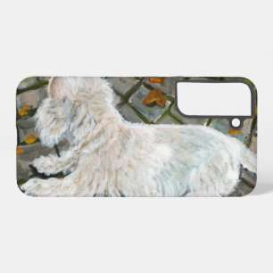 Coque Samsung Galaxy Feuilles d'automne Westie sur le patio
