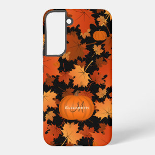 Coque Samsung Galaxy Feuilles d'érable d'automne et nom de citrouille m
