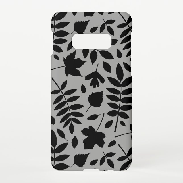 Coque Samsung Galaxy Feuilles tombés Lg Motif noir sur gris (Dos)