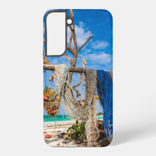 Coque Samsung Galaxy Filets de pêche séchant sur la plage