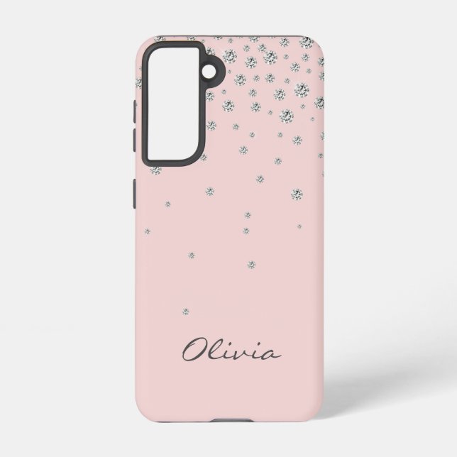 Coque Samsung Galaxy Fille Blush rose Nom personnalisable (Verso)