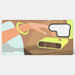 Coque Samsung Galaxy Fille main appuyant sur le bouton de snooze du rév