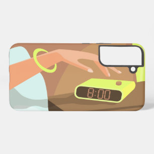 Coque Samsung Galaxy Fille main poussant sur le bouton de snooze du rév