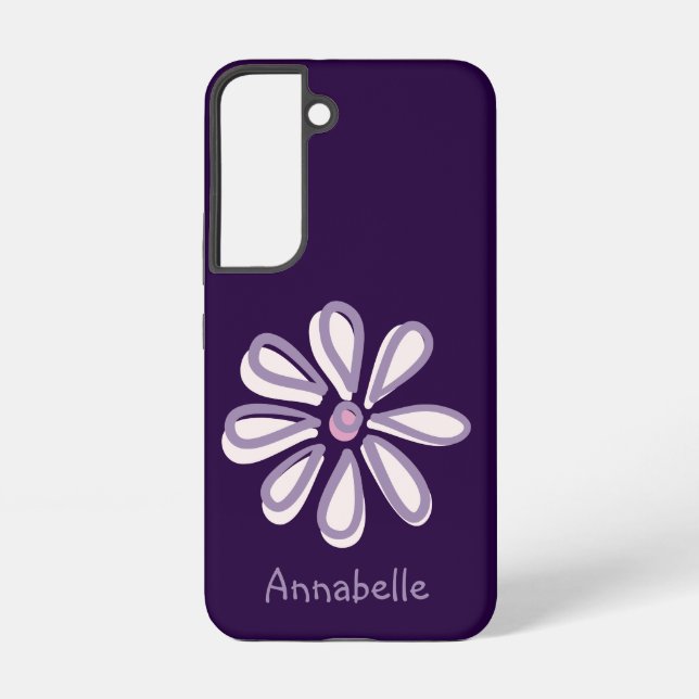 Coque Samsung Galaxy Fille Nom Violet Blush Doodle Fleur (Verso)