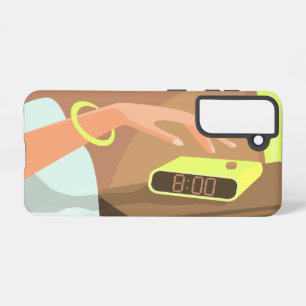 Coque Samsung Galaxy Filles main poussant sur le bouton snooze du révei