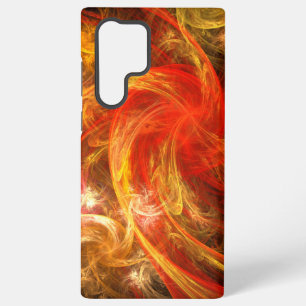 Coque Samsung Galaxy Firestorm Art Abstrait Moderne Énergie Rouge Or