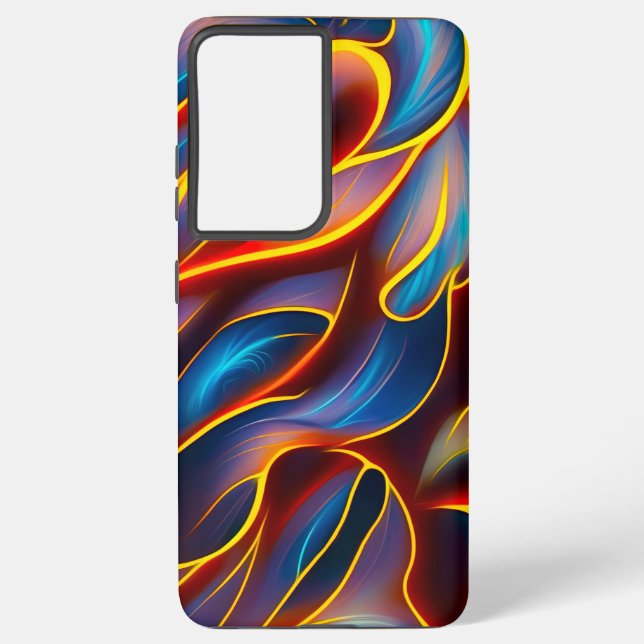 Coque Samsung Galaxy Flammes rouges bleues Abstraites (Verso)