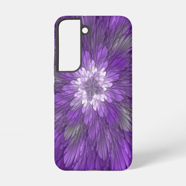 Coque Samsung Galaxy Fleur abstraite violette psychédélique Art fractal (Verso)