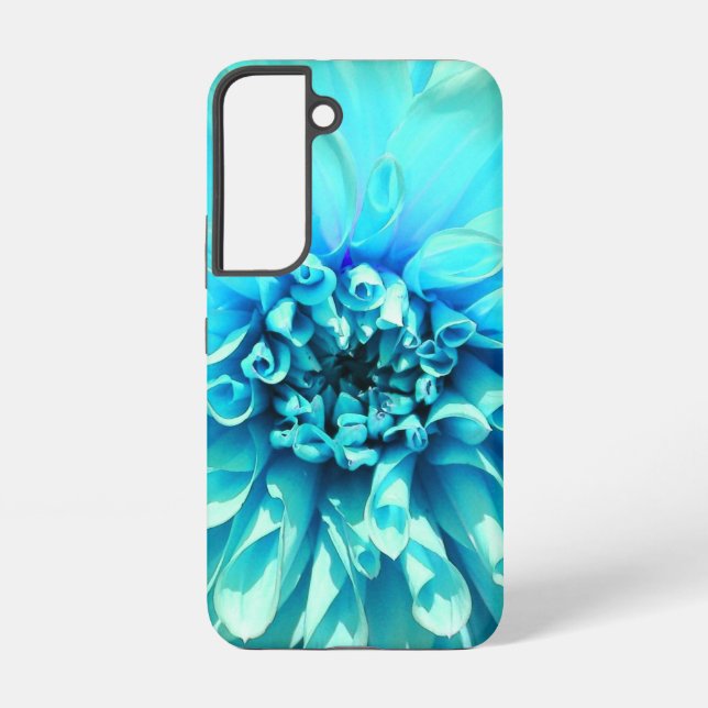 Coque Samsung Galaxy Fleur bleu clair Dahlia (Verso)