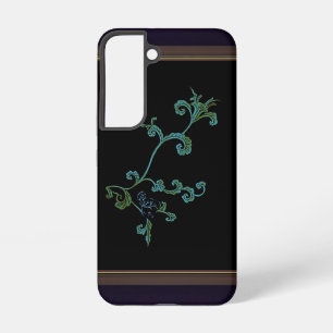 Coque Samsung Galaxy Fleur bleue sur fond noir
