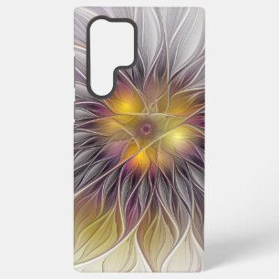 Coque Samsung Galaxy Fleur colorée lumineuse, fractale moderne abstrait