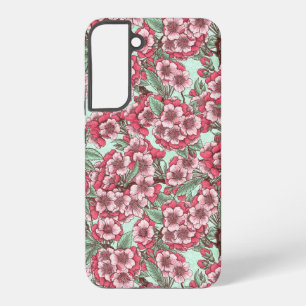 Coque Samsung Galaxy Fleur de cerisier rose et menthe
