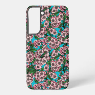 Coque Samsung Galaxy Fleur de cerisier sur fond bleu