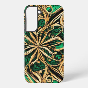 Coque Samsung Galaxy Fleur de Damas Or Noir Sarcelle