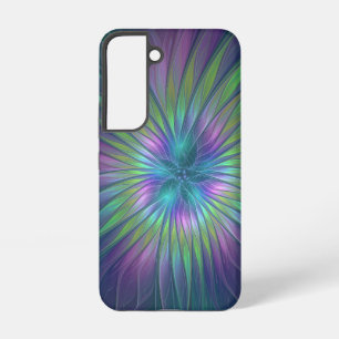 Coque Samsung Galaxy Fleur de fantaisie abstraite fractale colorée et b