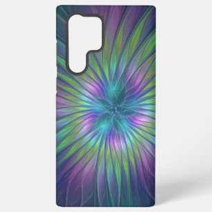 Coque Samsung Galaxy Fleur de fantaisie abstraite fractale colorée et b
