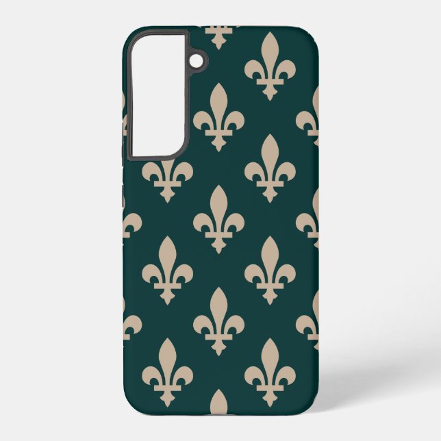 Coque Samsung Galaxy Fleur de Lis Motif, Royal French Creative on Green (Verso)