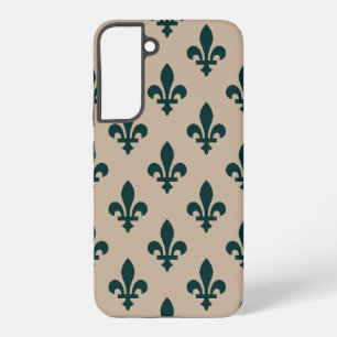 Coque Samsung Galaxy Fleur de Lis Motif, Royal French Green on Cream