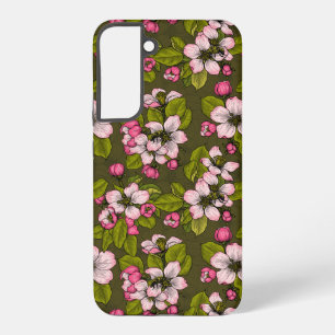 Coque Samsung Galaxy Fleur de pomme sur vert foncé
