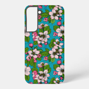 Coque Samsung Galaxy Fleur de pommier sur turquoise