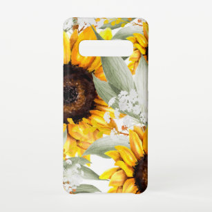 Coque Samsung Galaxy S10 Fleur de tournesol Jaune Floral Rustique Automne F