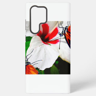 Coque Samsung Galaxy Fleur d'Hibiscus avec 2 papillons Tiger Longwing