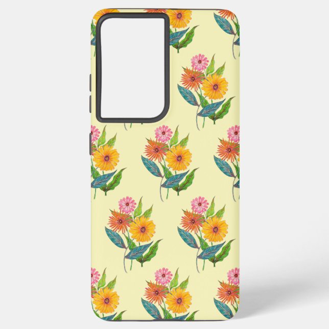 Coque Samsung Galaxy Fleur Fleur sauvage artistique Zinnia (Verso)