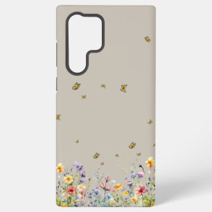 Coque Samsung Galaxy Fleur sauvage couleur aquarelle avec papillon