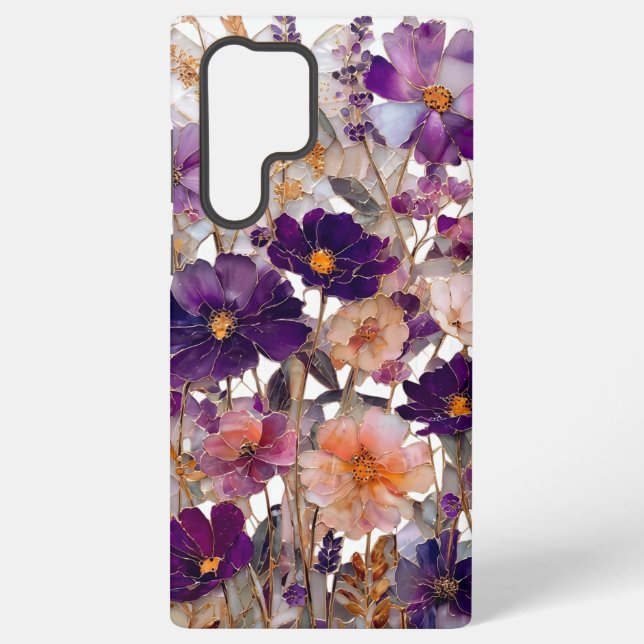 Coque Samsung Galaxy Fleur sauvage violette Floral (Verso)