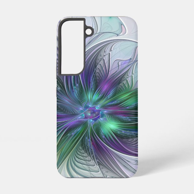 Coque Samsung Galaxy Fleur vert violet Art Abstrait moderne Fractal (Verso)