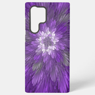 Coque Samsung Galaxy Fleur Violette Psychedélique Art Fractal Abstrait
