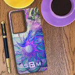 Coque Samsung Galaxy Fleurs Abstraites en dentelle violet bleu Art pers<br><div class="desc">Ce design présente un délicat design de fleur d'art numérique fractal en dentelle de violets, de bleus et de verts. Personnalisez ou supprimez chaque modèle de lettre initiale ou modifiez à l'aide de l'outil de conception pour sélectionner un style de police, une taille et une couleur que vous préférez. Vous...</div>