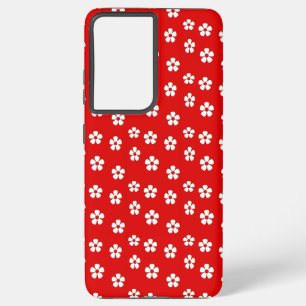 Coque Samsung Galaxy Fleurs blanches mignonnes sur rouge