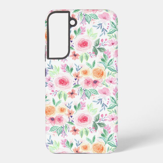 Coque Samsung Galaxy Fleurs d'aquarelle et feuilles (Verso)