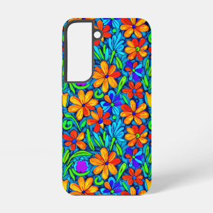 Coque Samsung Galaxy Fleurs d'art populaire aux couleurs vives 