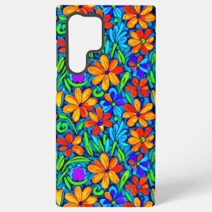 Coque Samsung Galaxy Fleurs d'art populaire colorées vives