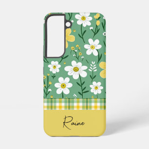 Coque Samsung Galaxy Fleurs de campagne vertes et jaunes mignonnes pers