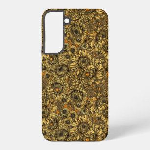 Coque Samsung Galaxy Fleurs de chrysanthème jaunes et coléoptères orang