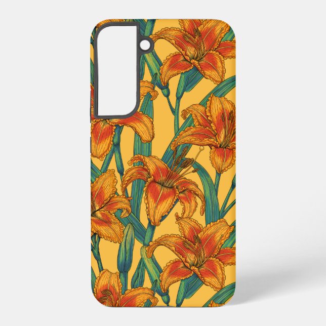 Coque Samsung Galaxy Fleurs de jour tawny, bleu et jaune (Verso)