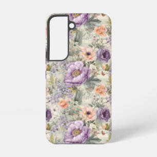 Coque Samsung Galaxy Fleurs de Pêche Violettes Floral Vintage Shabby Ch