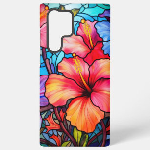 Coque Samsung Galaxy Fleurs d'Hibiscus en Verre Coloré – Floral Tropica