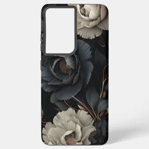 Coque Samsung Galaxy Fleurs noires et blanches
