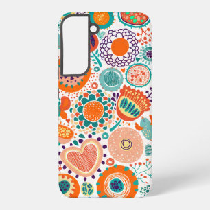 Coque Samsung Galaxy Fleurs rétro colorées motif 3a