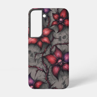 Coque Samsung Galaxy Fleurs Rouge Foncé et Vignes Épineuses
