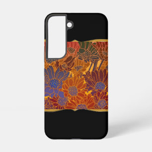 Coque Samsung Galaxy Fleurs rouges, bleues et orange
